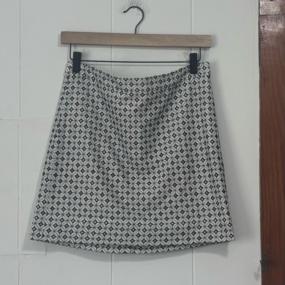 J. Crew Navy Embroidered Cut Out A-Line Skirt Size 4